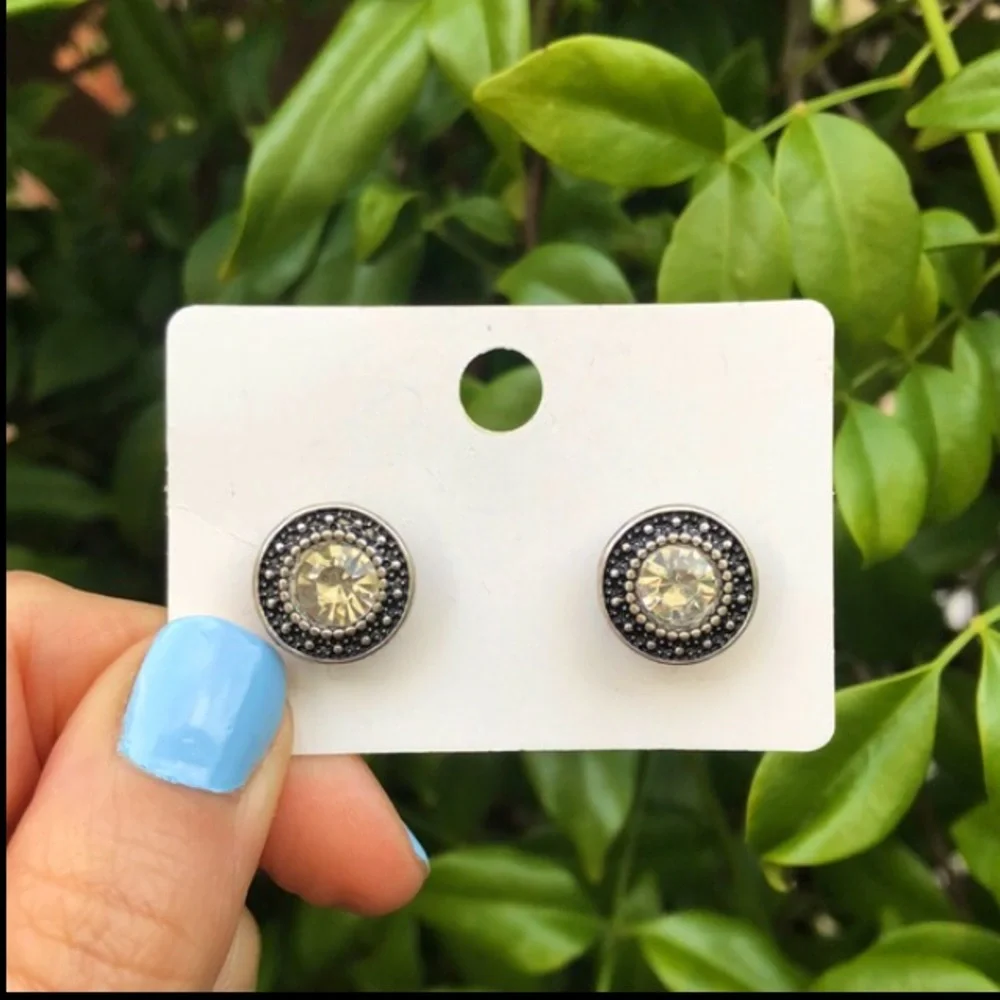 Silver + Black Crystal Bohemian Earrings